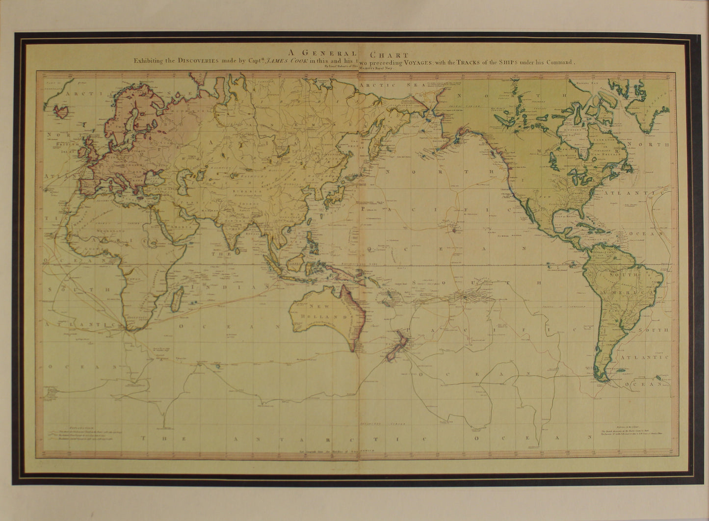 Map, The World, General Chart, Lieut Roberts, Reproduction