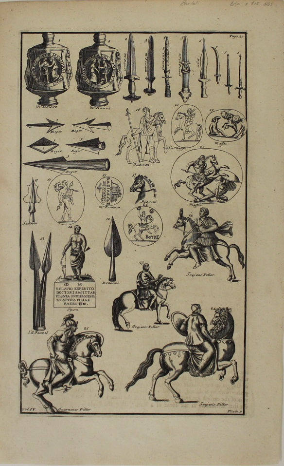 Antiquities-Bartoli Pietro Santi-Classical Relief-Trajan's Column-plate 9 -vol 4 - c1667