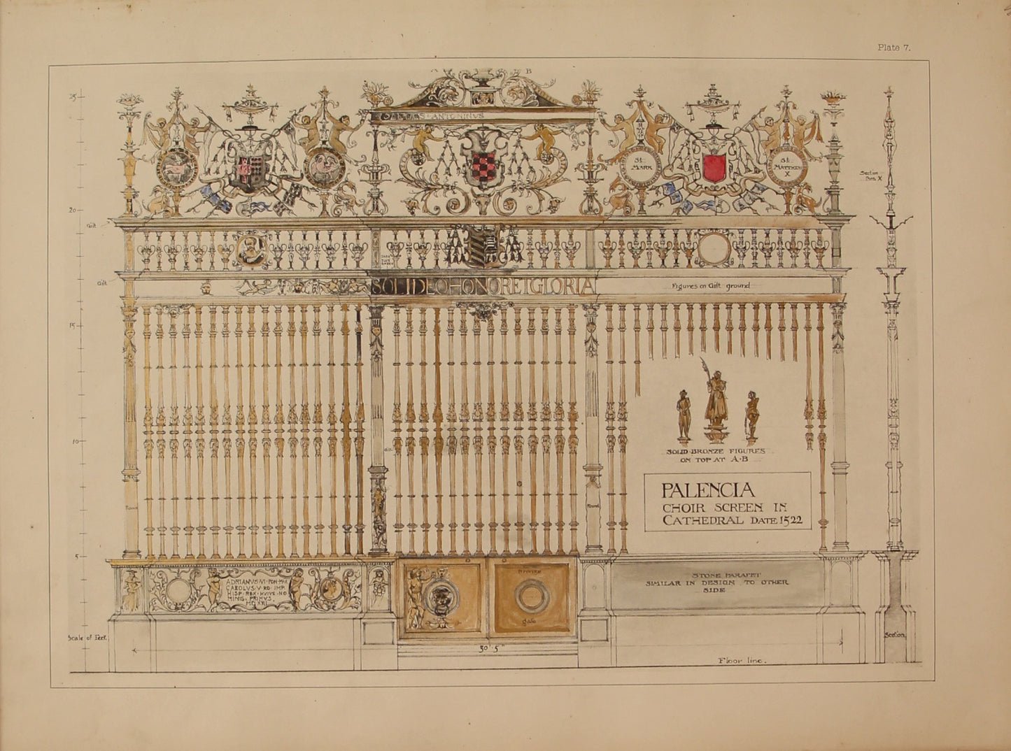 Architecture, Spanish Renaissance, Plate 7, Palencia, Choir Screen in the Cathedral, 1522
