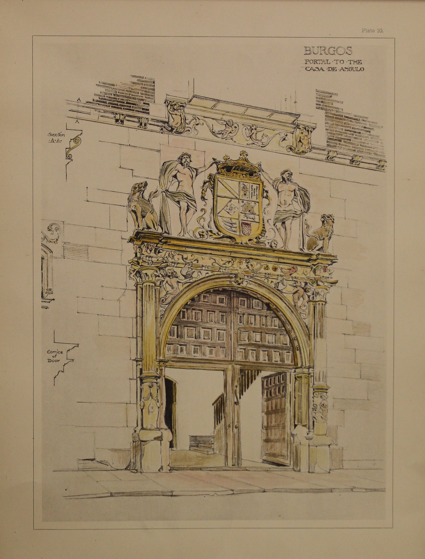 Architecture, Spanish Renaissance, Plate 10, Burgos, The Cathedral, The Casa Angulo Portal,