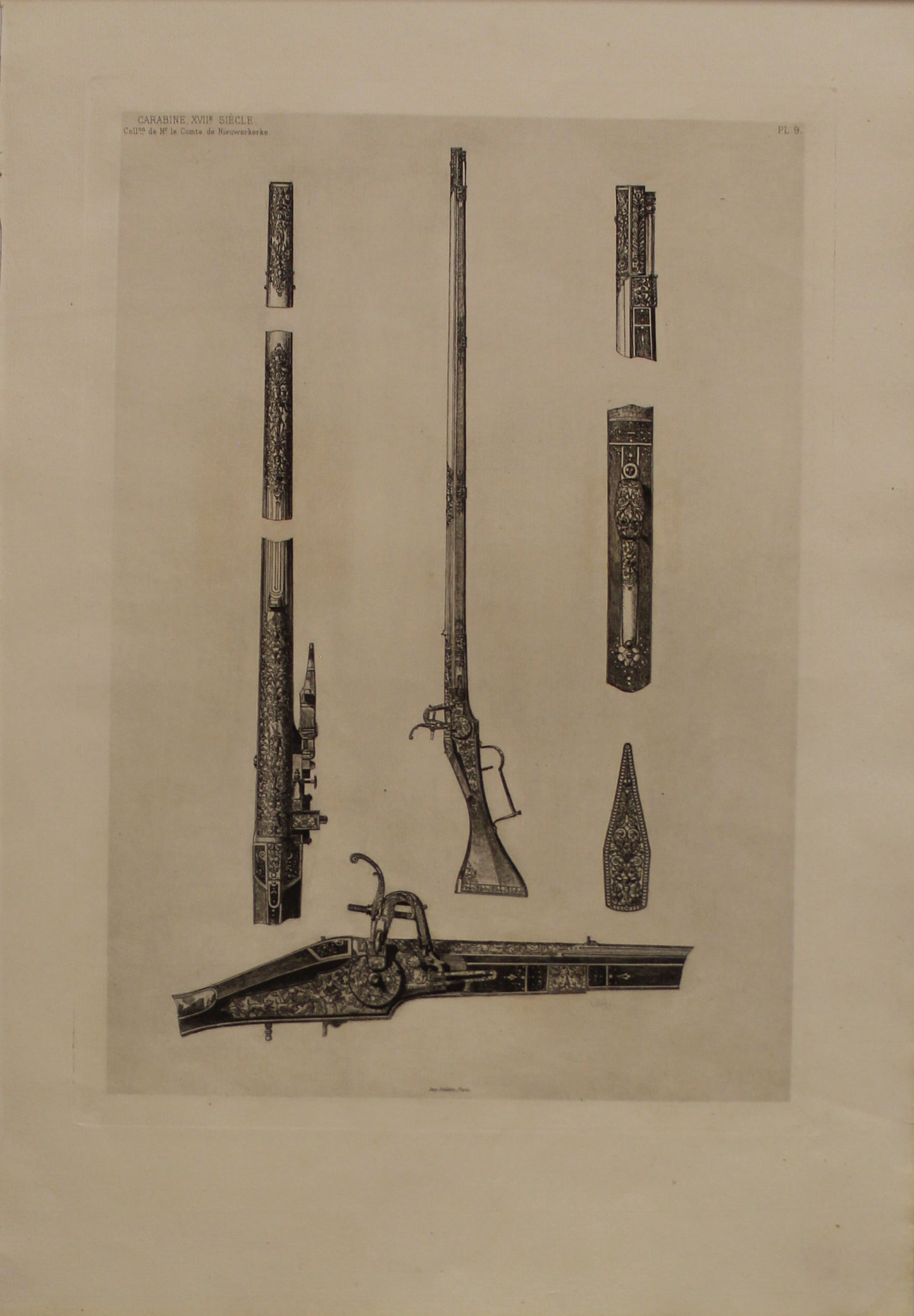 Decorator, Weapons, Les Collections, Celebres, D'Oeuvres D'Art, Carabine, XVII Siecle, From the Collection M le Comte de Niewerkerke, Plate 9, 1864