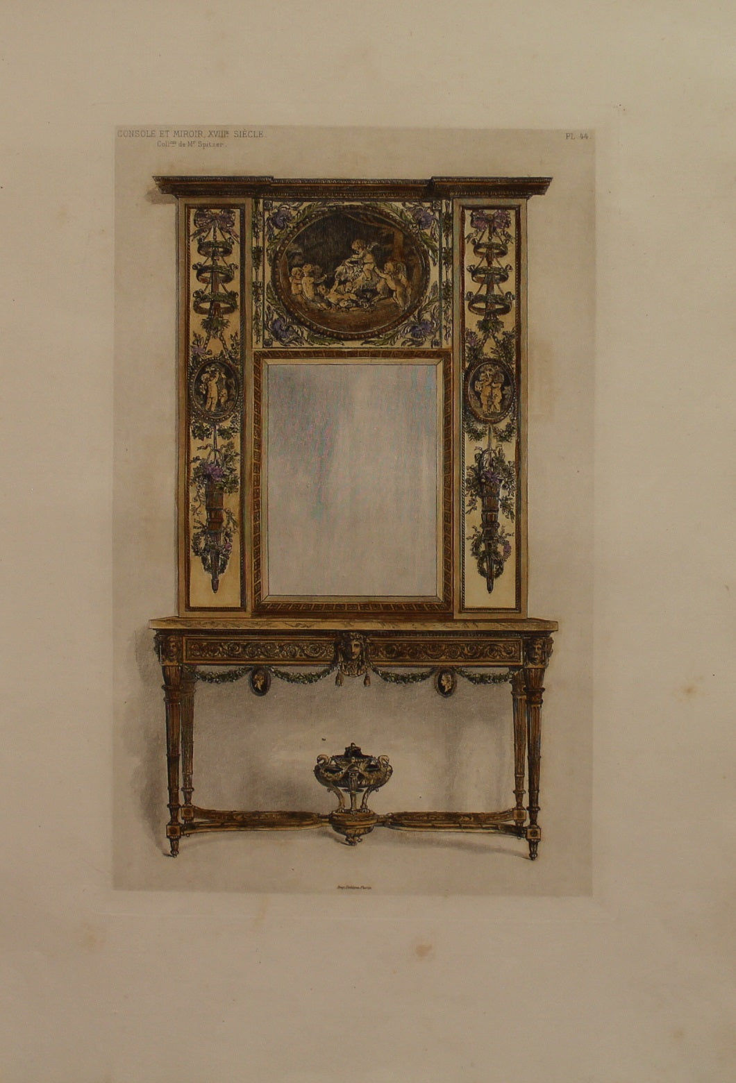 Decorator, Furniture, Les Collections, Celebres, D'Oeuvres D'Art, Console Et Miroir, XVII Siecle, From the Collection de M Spitzer, Plate 44, 1864