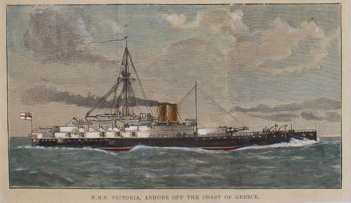 Marine, HMS "Victoria", Ashore off the Coast of Greece, The Graphic Magazine, c1890