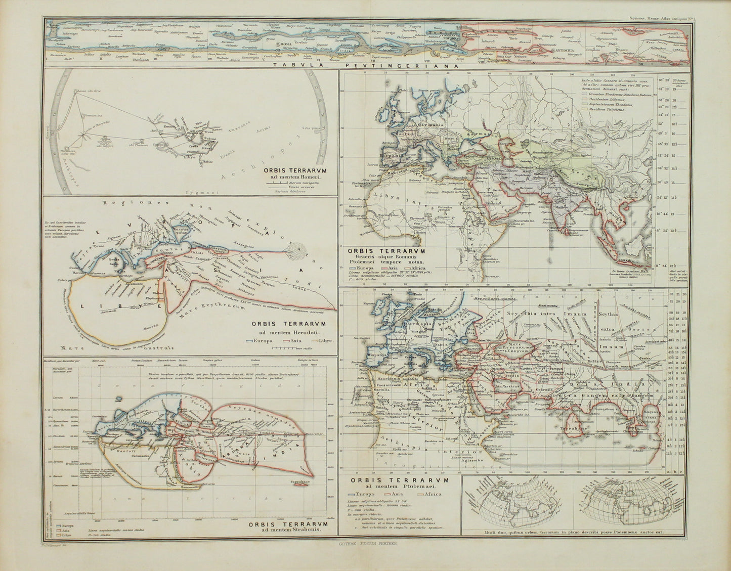 Map, Orbis Terrarum, Spruner Carl von, Menke's Atlas Antiquus 1865