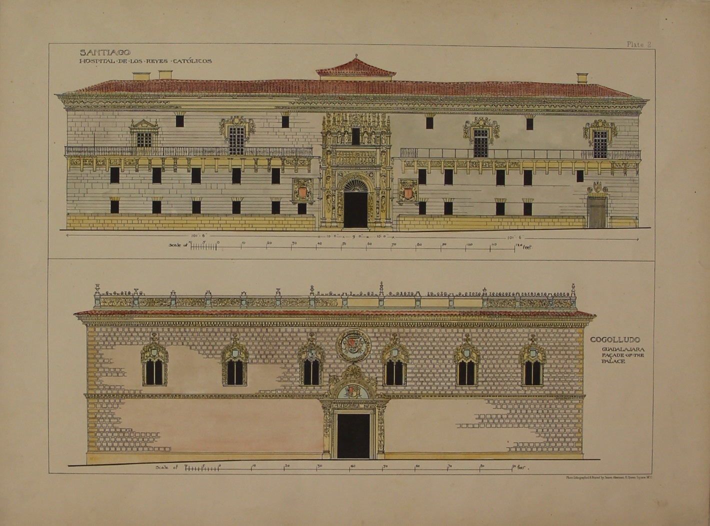 Architecture, Spanish Renaissance, Plate 2, Santiago, Hospital, de Los Reyes, Catholicos, Facade of the Palace Cogolludo, GuadalaJara, , Guadalajara and Santiagos