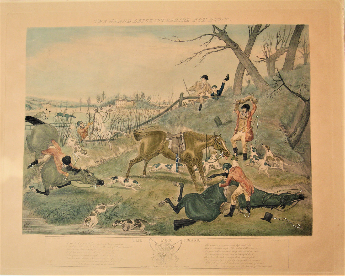 Sporting, Equestrian, Alken John, The Grand Leicestershire Fox Hunt, Set of 4 plates, 1839