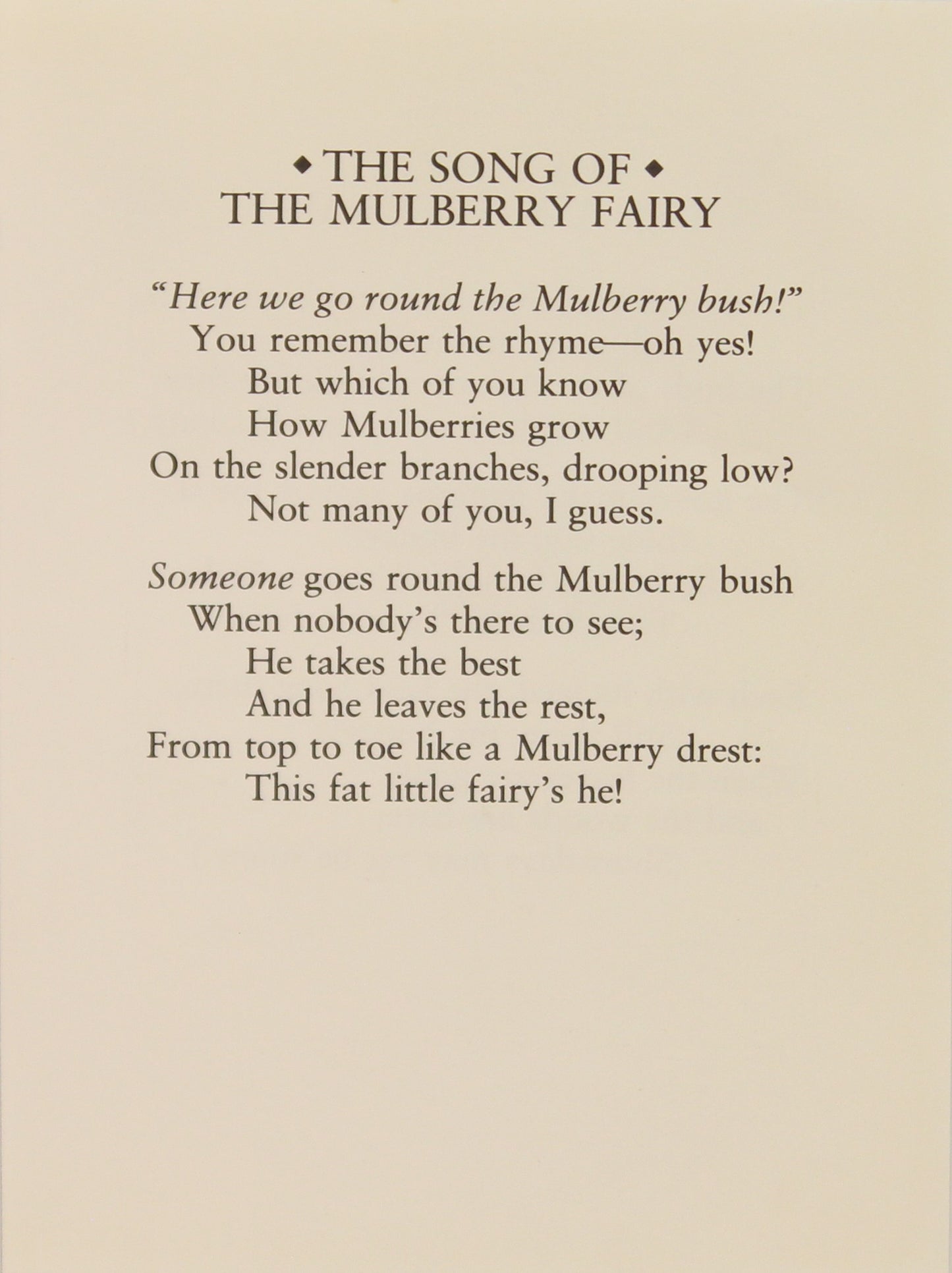 Storytime, Barker Cicely Mary, The Mulberry Fairy, Flower Fairies of the Trees, c1940