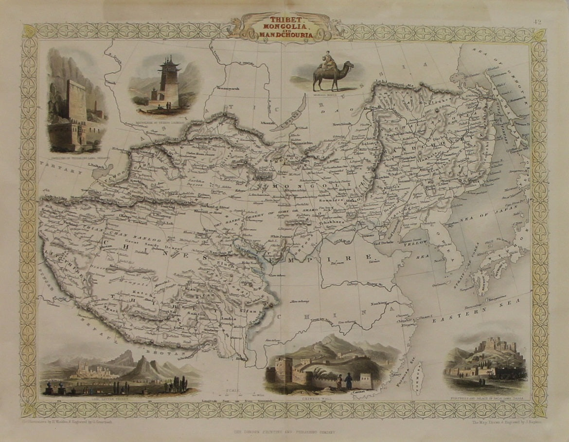 Map, Tallis John, Thibet, Mongolia, and Manchuria, c1851, Original