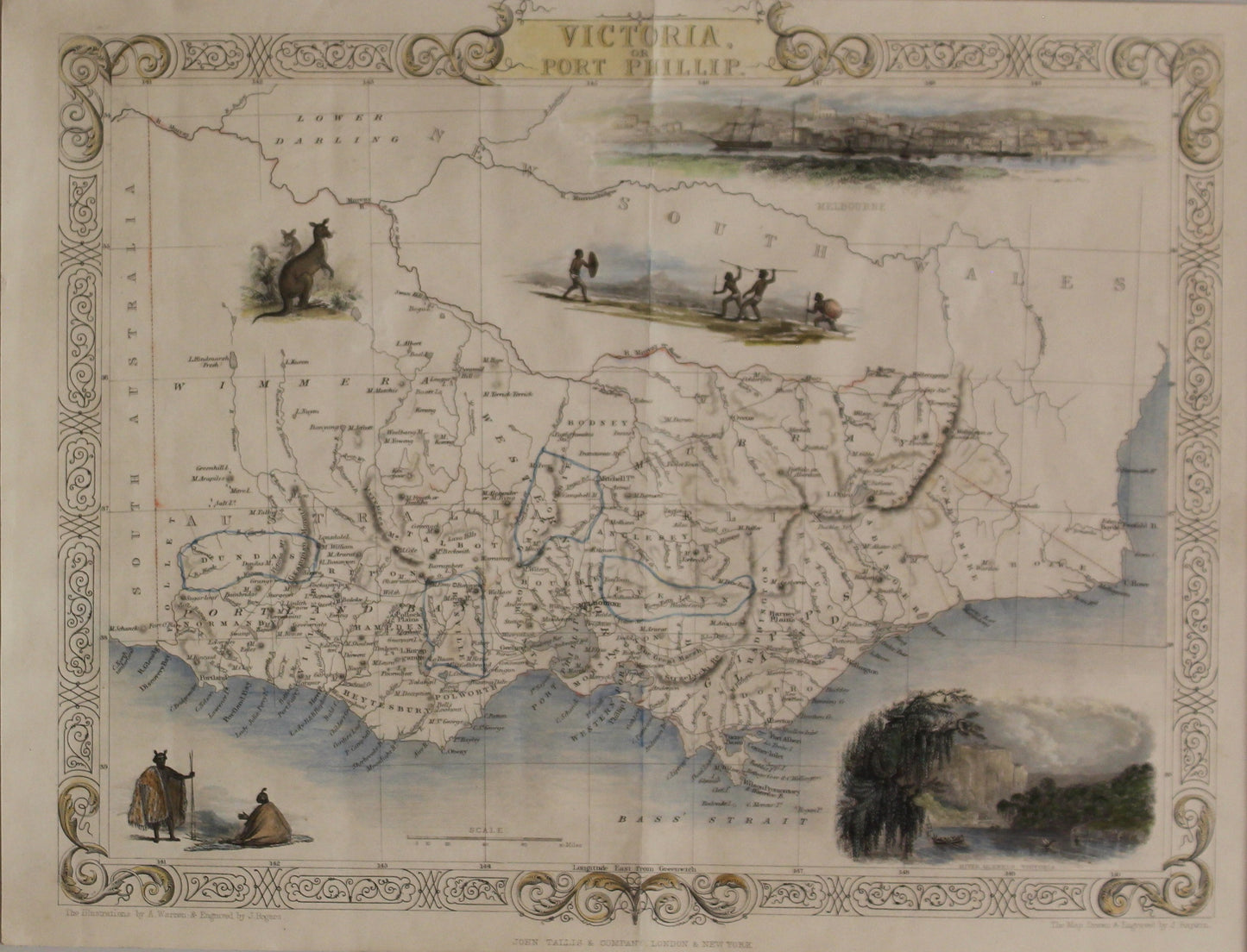 Map, Tallis John, Victoria and Port Phillip c1851, Original