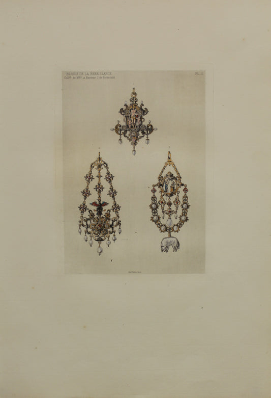 Decorator, Les Collections, Jewellery, Celebres, D'Oeuvres D'Art, Bijoux De La Renaissance, From the Collection De M la Baronne J de Rothschild, Plate 11, 1864