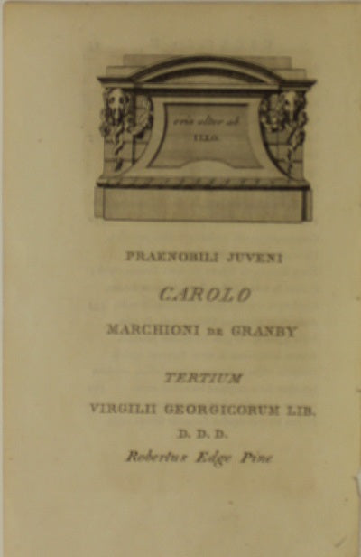 Antiquities, Pine, John, Front piece, Illustrations of Virgil's Poems, Vol 1 Carolo 1774