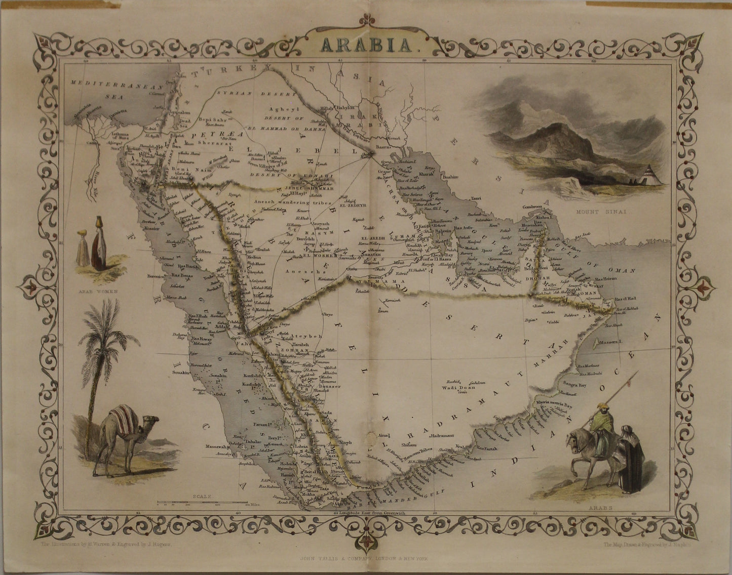 Map, Tallis John, Arabia, c1851, Original