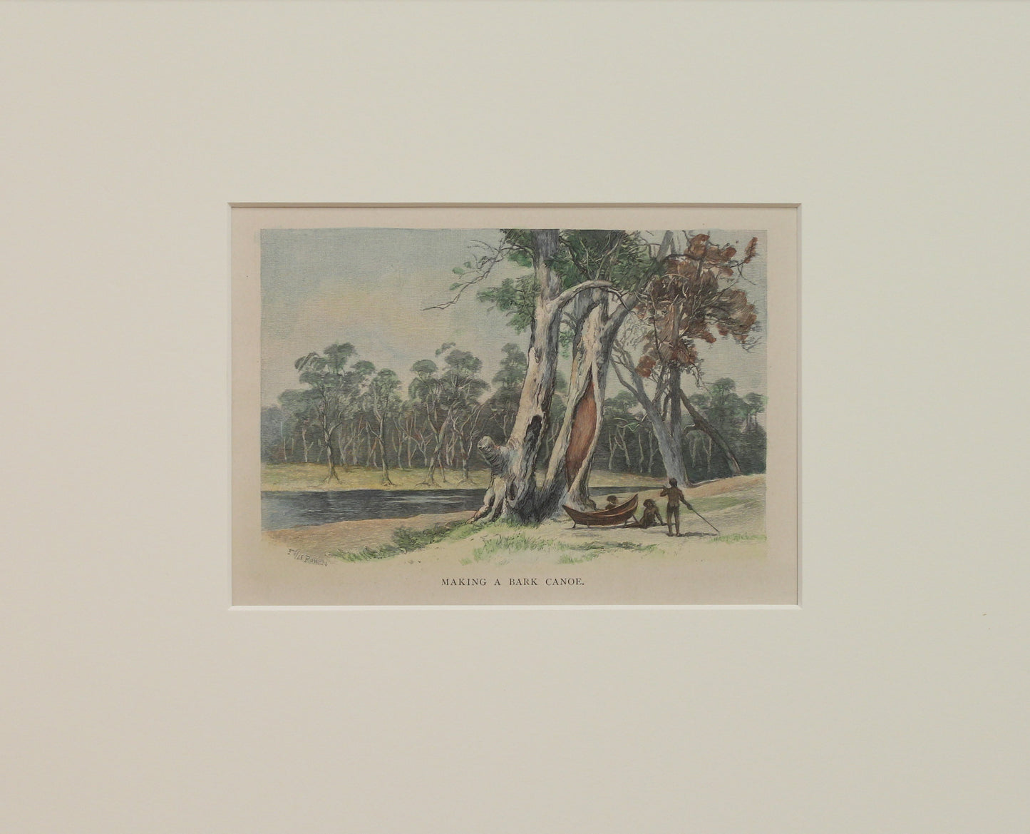 Australia,  Making a Bark Canoe, c1886