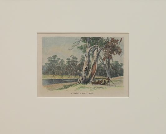 Australia,  Making a Bark Canoe, c1886