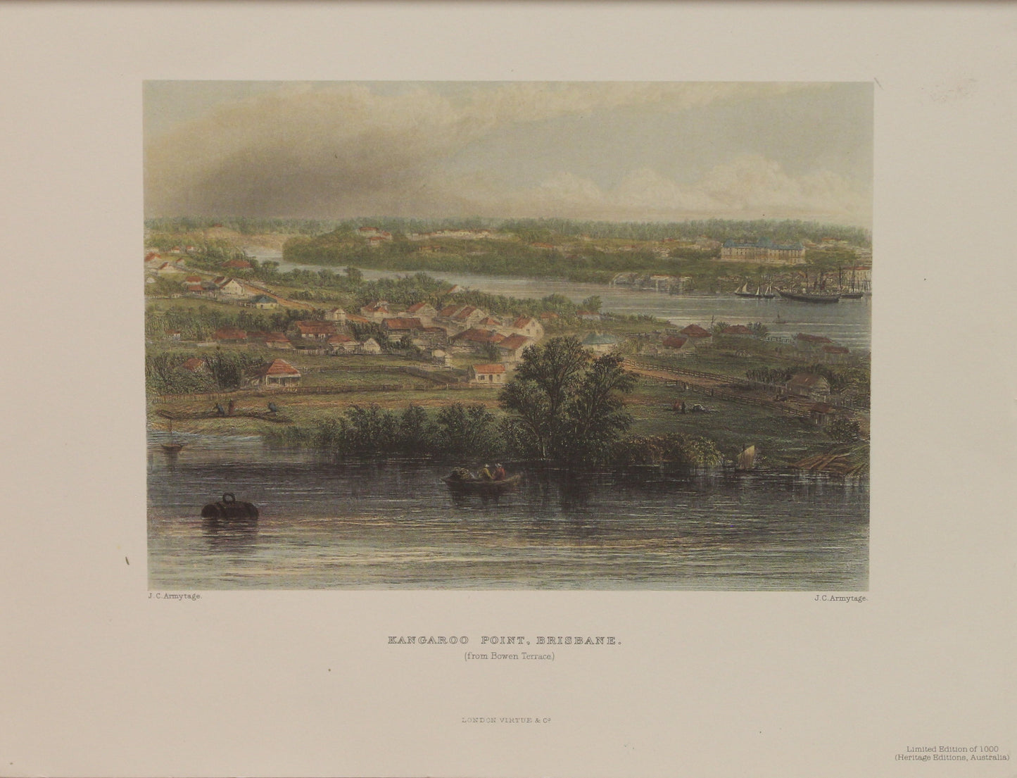 Australia, Kangaroo Point from Bowen Terrace Brisbane, Armytage, J C, Reproduction, c1874