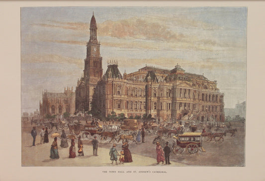 Australia, Town Hall and, St Andrews Cathedral, Sydney, Reproduction, c1886