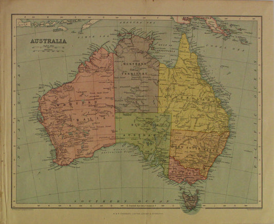 Map, Australia, The Edinburgh Geographical Institute, John Bartholomew and Sons Ltd,  W & R Chambers,