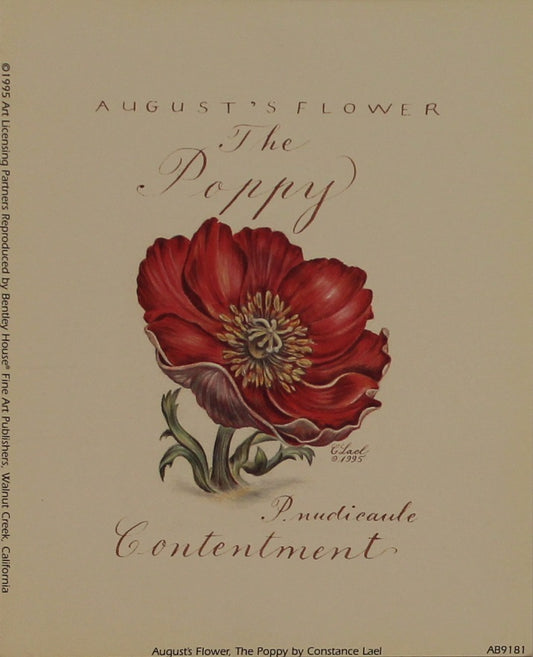 Botanical, August's Flower, Poppy, Lael, Constance, 1995 Reproduction