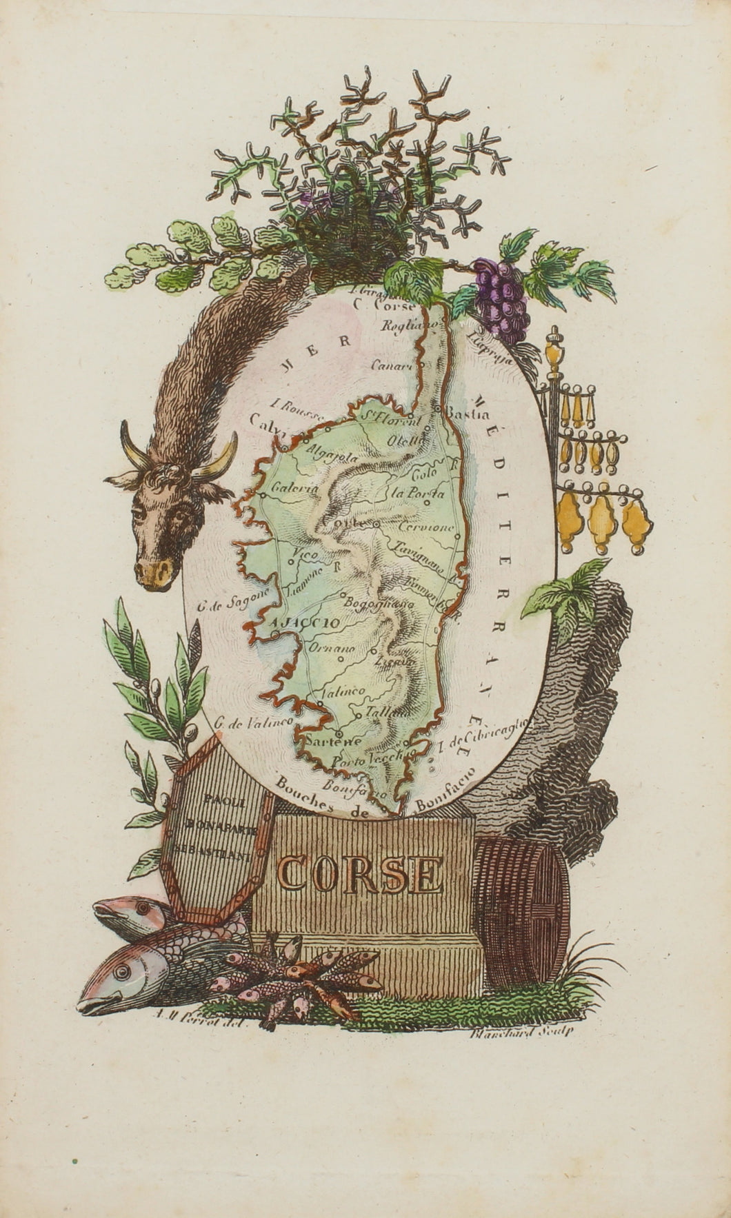 Map, Perrot Aristide Michel, CORSE, Atlas des Departments de la France, c1825