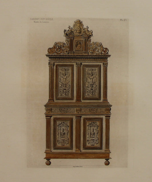 Decorator, Furniture, Les Collections, Celebres, D'Oeuvres D'Art, Cabinet, XVI, Siecle, Musee du Lourve, Plate 27, 1864