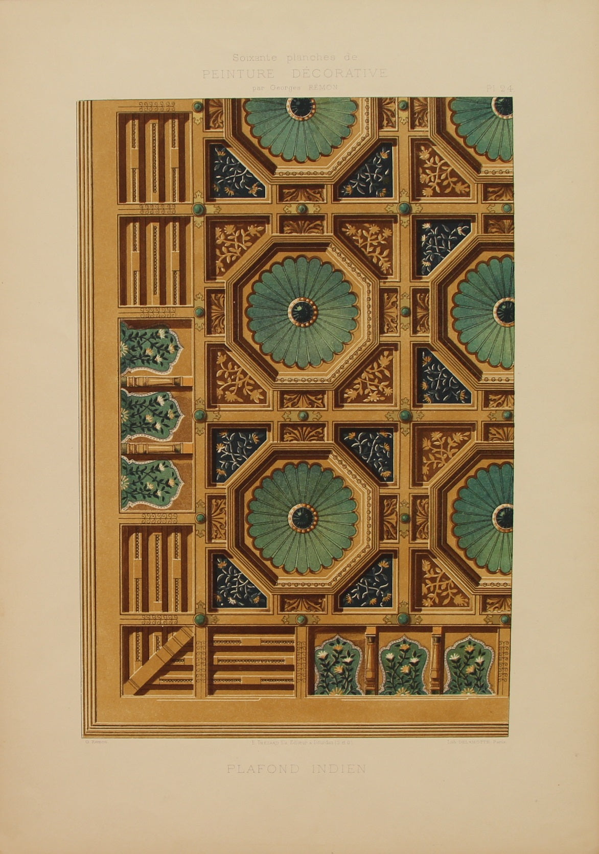 Decorator, Art Nouveau, Ceiling Design, Plate 24, Georges Remon, c1890