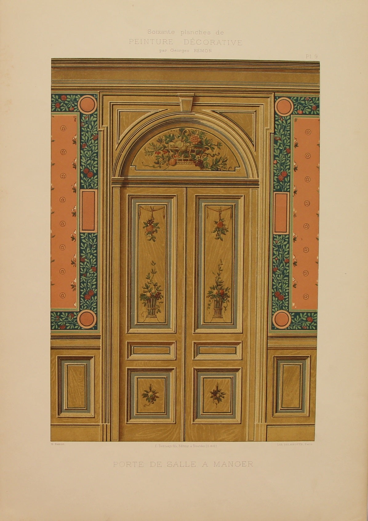 Decorator, Art Nouveau, Dining Room Door, Plate 9, Georges Remon, c1890