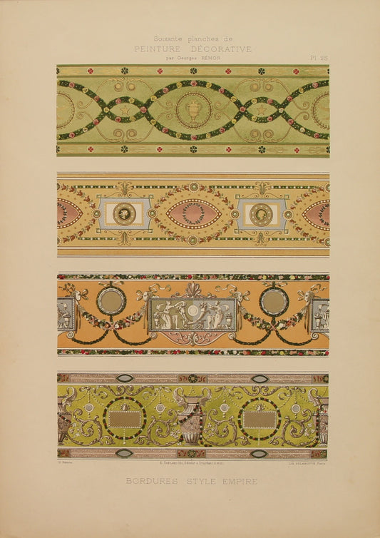Decorator, Art Nouveau, Empire Style Borders, Georges Remon, Plate 25, c1890