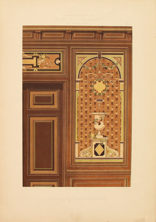 Decorator, Art Nouveau, Hallway Decoration, Plate 6, Georges Remon, c1890