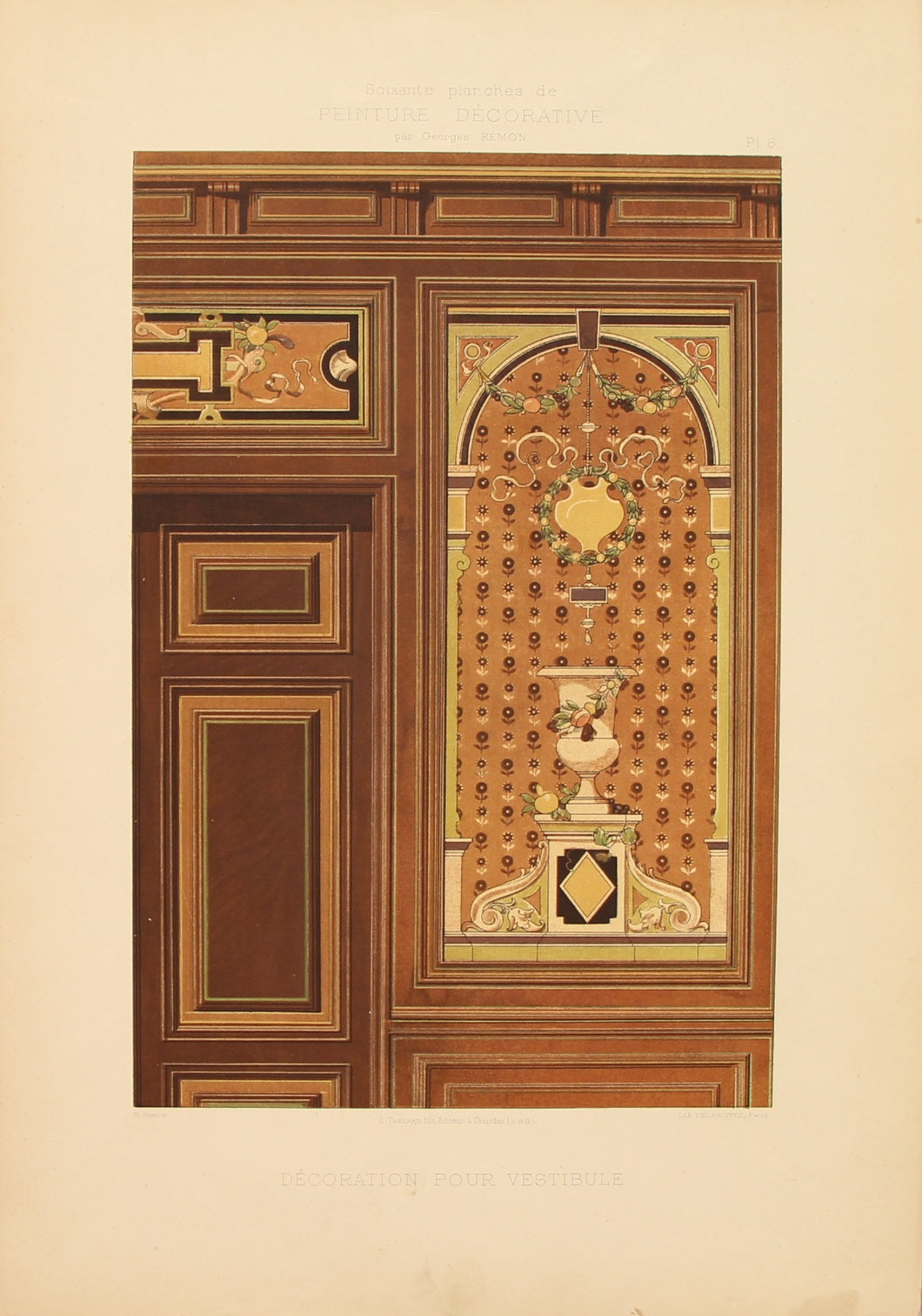 Decorator, Art Nouveau, Hallway Decoration, Plate 6, Georges Remon, c1890