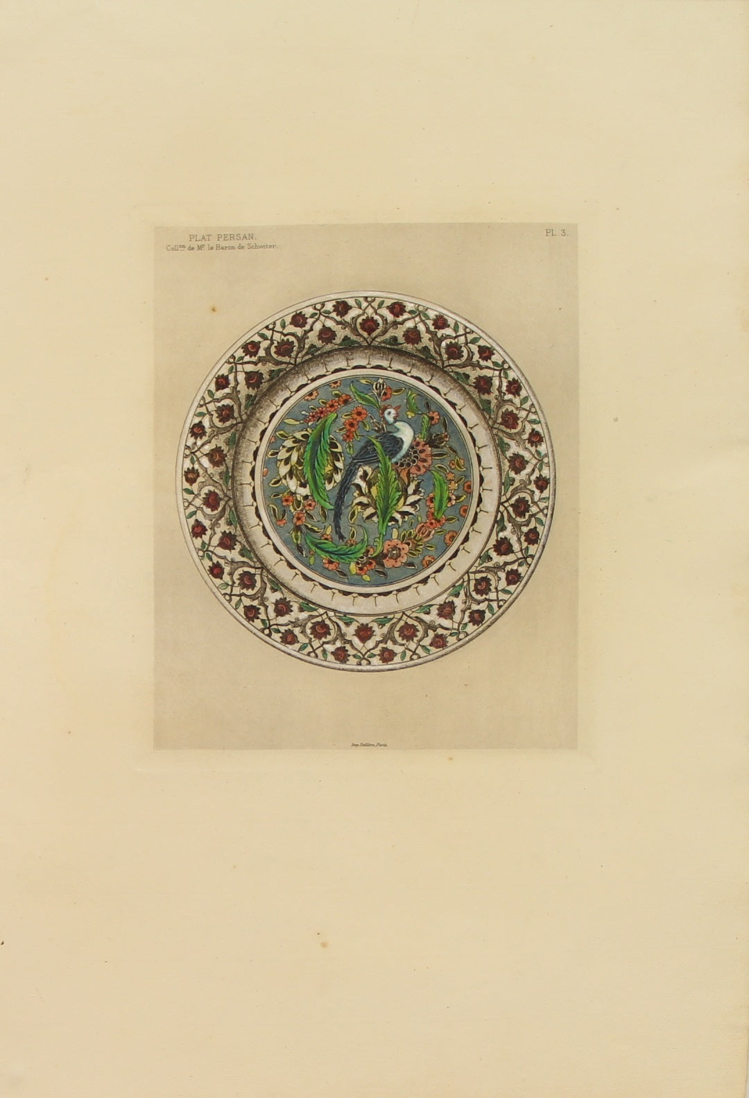 Decorator, Les Collections, Celebres, D'Oeuvres D'Art, Plat Persan, From the Collection De M Le Baron de Shwiter, Plate 3, 1864