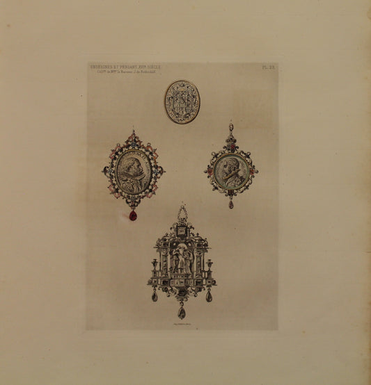 Decorator, Les Collections, Celebres, D'Oeuvres D'Art, Rothschild, Enseignes et Pendant XVI Siecle, Plate 23, 1864
