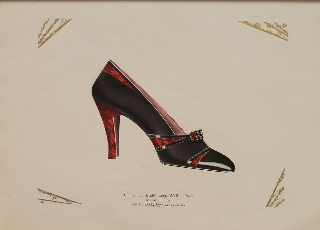 Fashion, French Society Shoes, Loop of Etabls, Designer Leon Weil-Paris, Metal and Leather c1920