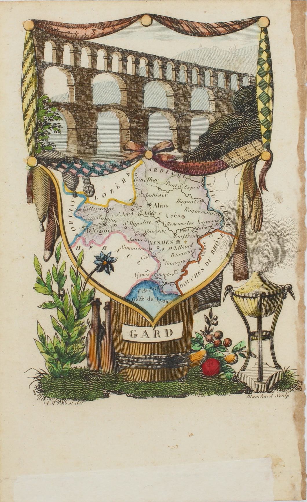 Map, Perrot Aristide Michel, GARD, Atlas des Departments de la France, c1825