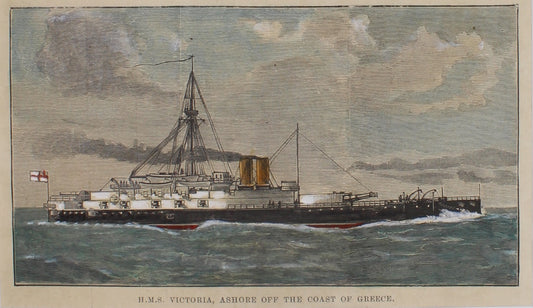 Marine, HMS "Victoria", Ashore off the Coast of Greece, The Graphic Magazine, c1890