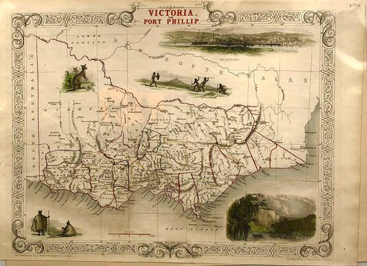 Map, Tallis John, Victoria and Port Phillip c1851, Original
