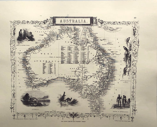 Map, Tallis John, Australia, This is a very good reproduction of the original in black and white
