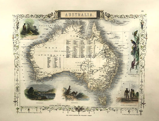 Map, Tallis John, Australia,  This Map is a very attractive Reproduction