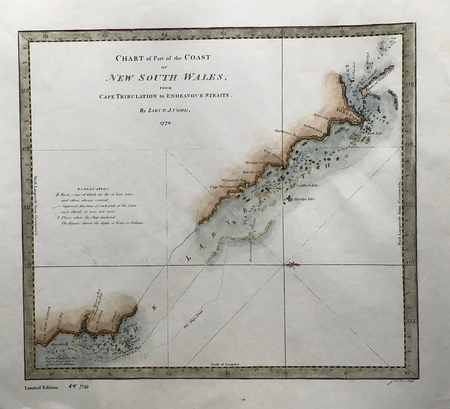 Map, Cook James, Chart Cape Tribulation and Endeavour Straits