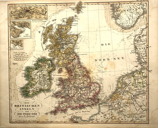 Map, Steiler Adolf, British Isles, Britischen Inneln, Steiler's Hand Atlas, c1862