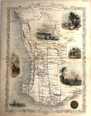 Map, Tallis John, Western Australia Swan River c1851, Original