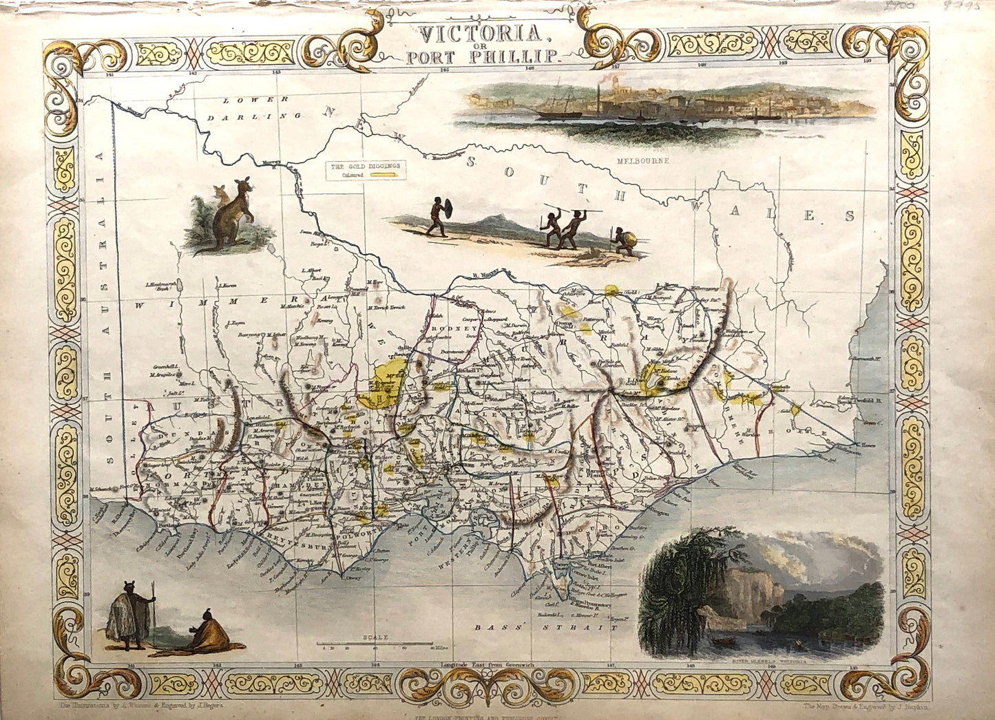 Map, John Tallis, Victoria and Port Phillip c1851