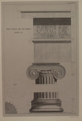 Architecture, Basire J, Ionic Temple of the Ilissus, Plate VI, c1770, Black and White, Reproduction