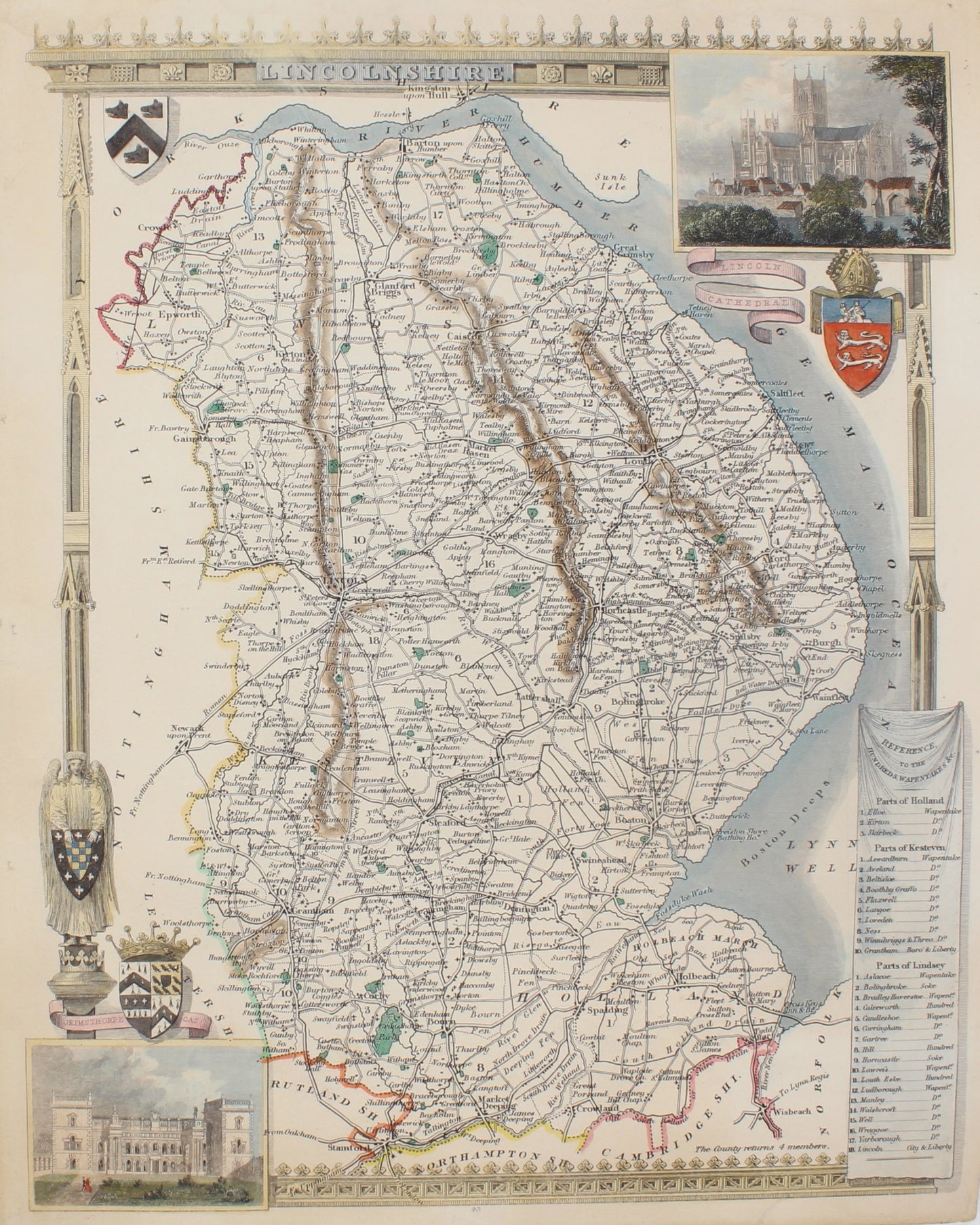 Map, Lincolnshire, Moule Thomas,   c1836