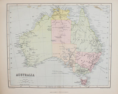 Map, W & A.K. Johnston, Australia, c1876