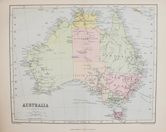 Map, Australia, DW and AK Johnston, W & R Chambers, c1876