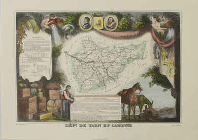 Map, French Wine Map, Dept De Tarn Et Garonne, Atlas National De La France Illustre, REPRODUCTION, c1854