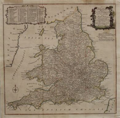 Map, England and Wales, With Direct and Principle Crossroads in England and Wales, 1750