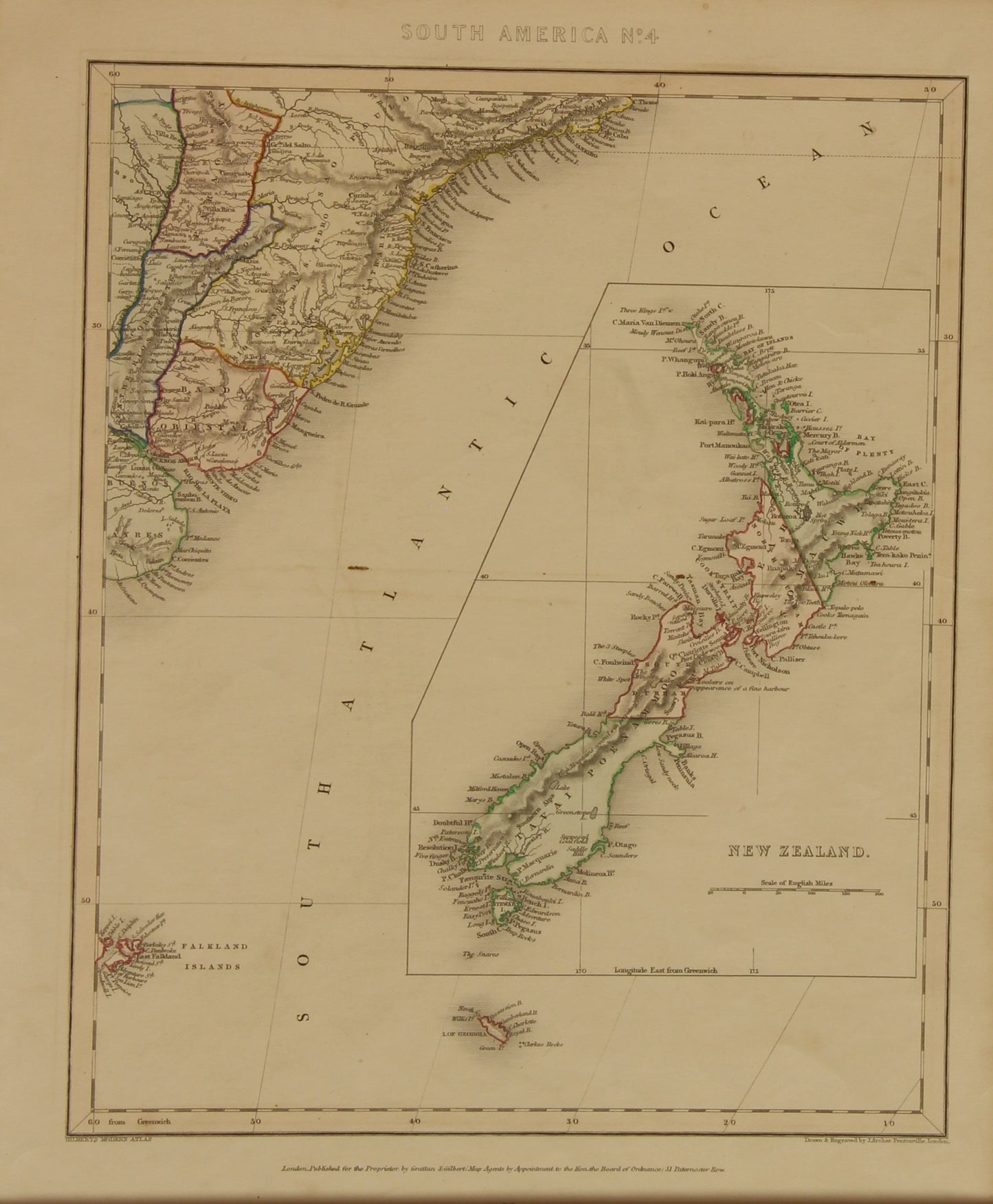 Map South America and NZ