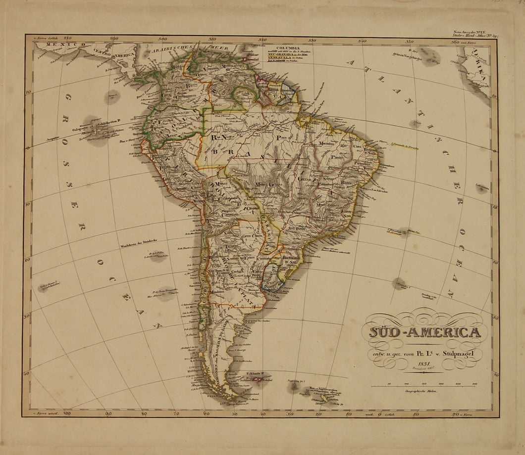 Map, Steiler Adolf, South America,Steilers Hand Atlas 1831