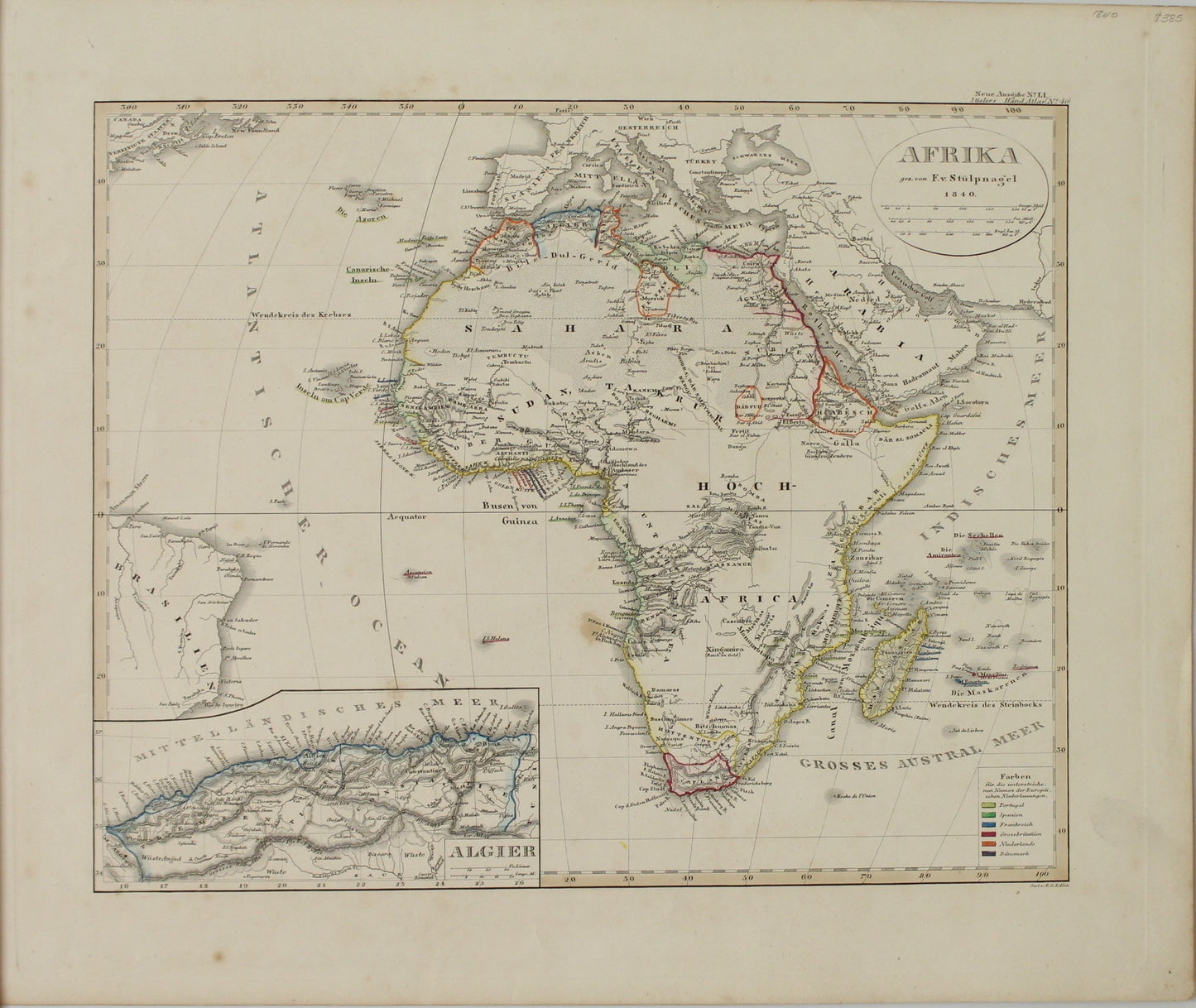 Map, Steiler Adolf, Afrika, Steilers Hand Atlas,1840